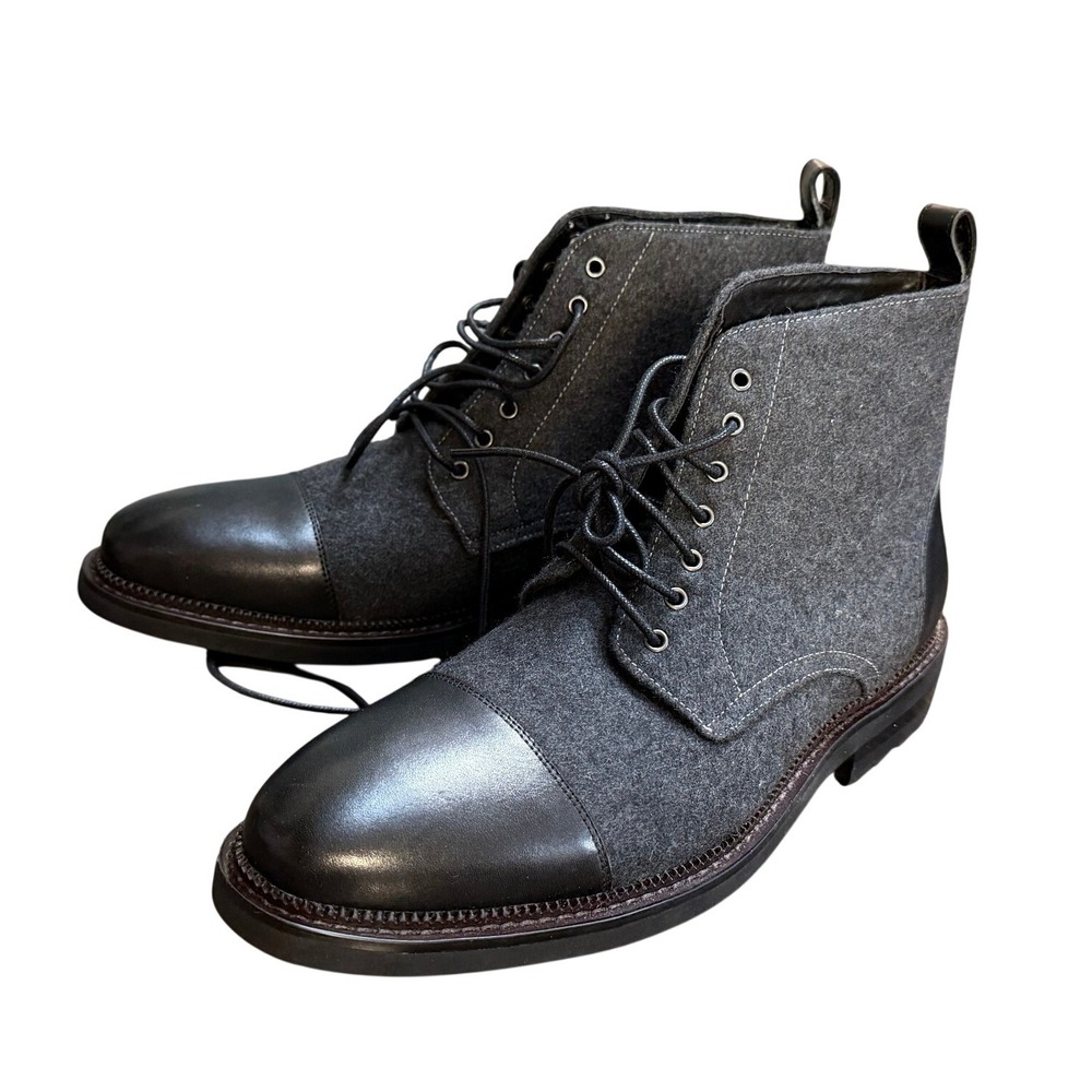 NEW Vintage Foundry Co. Remington Leather Wool Boots Black Gray 9.5 VF1268